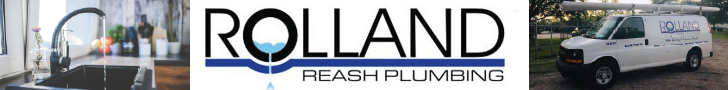 Rolland Reash Plumbing logo with company name and slogan.