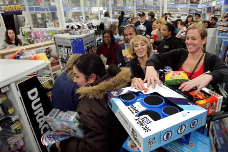 A group of people shopping in a store